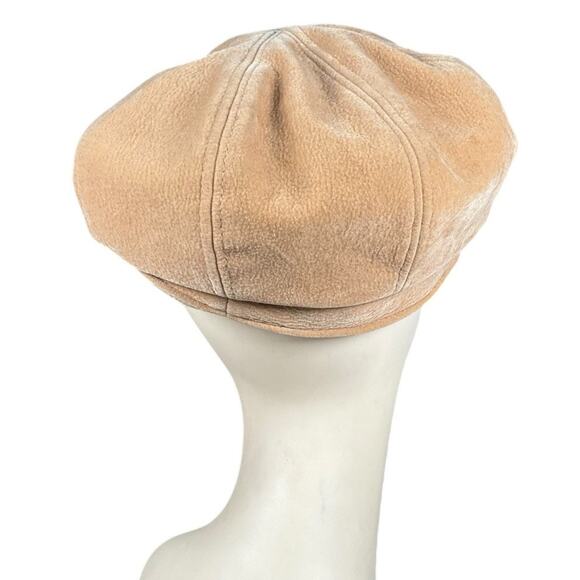 Villager Tan Faux Shearling Newsboy Cap Women’s One Size Vintage Y2K Style - Picture 6 of 11
